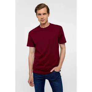 Koyu Bordo Regular Düz Bisiklet Yaka Tişört