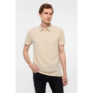 Bej Regular Armürlü Polo Yaka Tişört