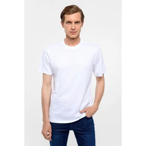 Beyaz Regular Düz Bisiklet Yaka Tişört