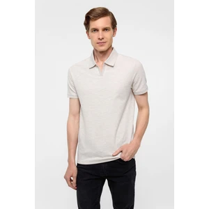 Ekru Regular Armürlü Polo Yaka Tişört