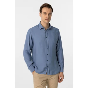 Mavi Slim Fit Düz Klasik Yaka Gömlek