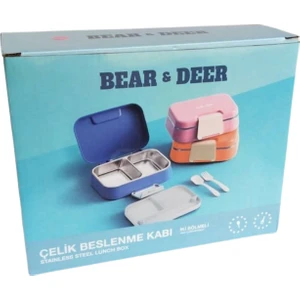 B&D Tek Katlı iki Bölmeli Çelik Pembe Beslenme Kabı  BES001