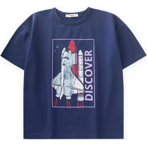 Dıscover Baskılı T-Shırt 8-12 Yaş Lacivert