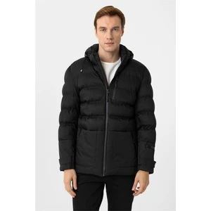 Siyah Slim Kapitone Mont