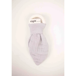 Ahşap Müslin Kumaştan Diş Kaşıyıcı Gri