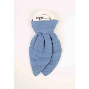 Ahşap Müslin Kumaştan Diş Kaşıyıcı Indigo Mavi