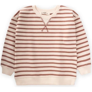 Çizgili Karyoka Detaylı Mevsimlik Sweat Kahve