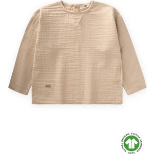 Organik Üçgen Parçalı Mevsimlik Sweatshirt 2-10 Yaş Bej
