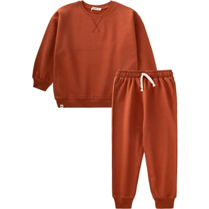 Basıc Karyoka Detaylı Sweatshirt Takım Kiremit