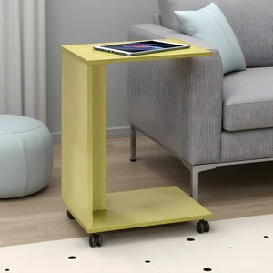 adore mobilya Çok Amaçlı Tekerlekli C Koltuk Sehpası - Yeşil