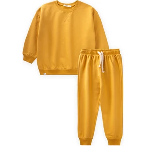 Basıc Karyoka Detaylı Sweatshirt Takım Hardal Sarı