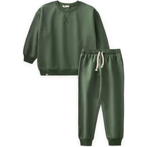 Basıc Karyoka Detaylı Sweatshirt Takım Haki Yeşili
