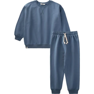 Basıc Karyoka Detaylı Sweatshirt Takım Indigo Mavi