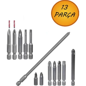 Klytek Matkap Bits Uç Vidalama Ucu Düz Yıldız Torx Uçları Seti (13 Parça)