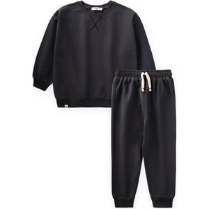 Basic Karyoka Detaylı Sweatshirt Takım Siyah