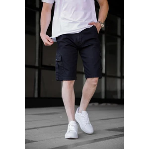 Siyah Renk Kargo Cepli Gabardin Erkek Şort
