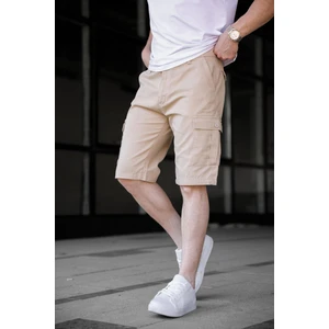 Bej Renk Kargo Cepli Gabardin Erkek Şort