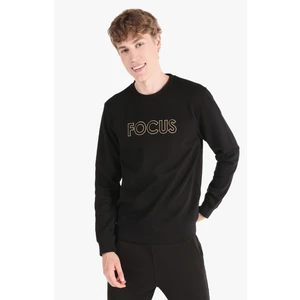 Regular Fit Baskılı Siyah Erkek Sweatshirt