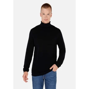 Regular Fit Turtle Neck Jakarlı Erkek Siyah Kazak