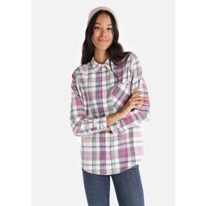 Regular Fit Shirt Neck Ekoseli Kadın Çok Renkli Uzun Kol Gömlek