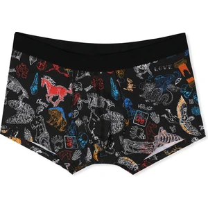 Modern Fit Baskılı Erkek Siyah Boxer