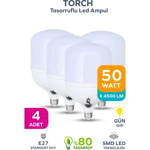 50W Tasarruflu E27 Gün Işığı Torch LED Ampul-4 Adet