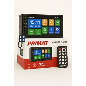 Primat Türkçe Menü Double Teyp 7inç Bluetooth USB Sd + Işıklı Kameralı