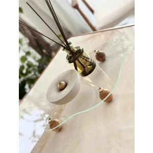 Eğri Cam Tepsi Ahşap Top Ayaklı Dekoratif Düzenleyici