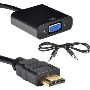 HDMI To VGA Ses Destekli Dönüştürücü Kablo Çevirici Adaptör 4488