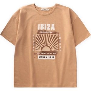 Ibiza Baskılı T-Shırt 8-12 Yaş Camel
