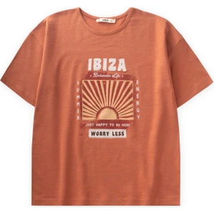 Ibiza Baskılı T-Shırt 8-12 Yaş Oranj