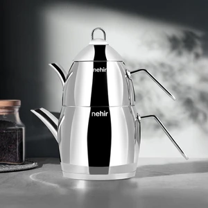 Florina Midi Çelik Çaydanlık Takımı - Gri - 1,5 lt + 1 lt