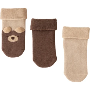 Bebek Teddy 3'lü Havlu Soket Çorap Kahverengi