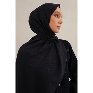 Lacivert Link Desen  Bambu Cotton Şal  02