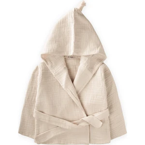Çift Kat Müslin Çocuk Bornoz 1-9 Yaş Naturel