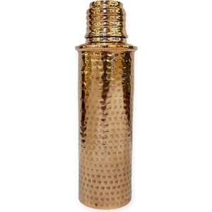 TeknoTrust El Dövme Bakır Matara 0,75 L, Sağlıklı ve Şık Seyahat Arkadaşı, Sarı