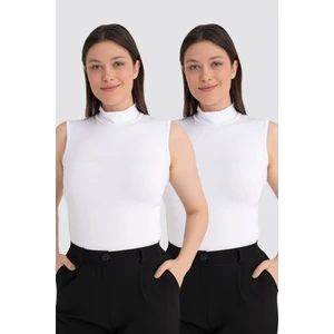 Kadın Beyaz Balıkçı Yaka 2'li Kolsuz Body