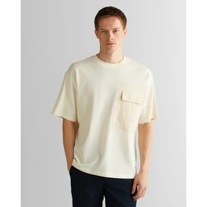 Erkek Krem Relaxed Fit Bisiklet Yaka Logolu T-Shirt 2325137T.130