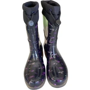 Konçlu Peluşlu Kadın Yağmur Çizmesi 36-40 Mor Çiçekli