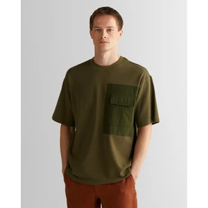 Erkek Yeşil Relaxed Fit Bisiklet Yaka Logolu T-Shirt 2325137T.301