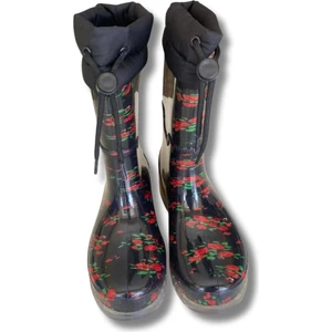 Konçlu Peluşlu Kadın Yağmur Çizmesi 36-40 Kırmızı