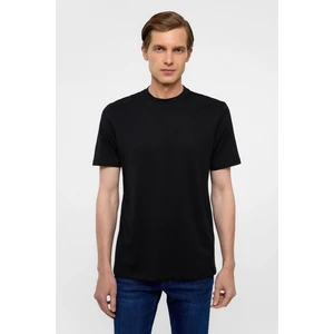 Siyah Regular Düz Bisiklet Yaka Tişört