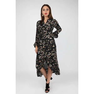Kadın Çiçekli Elbise Siyah