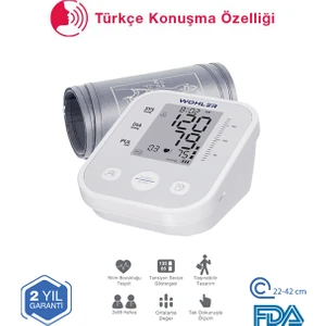 Konuşan Üst Koldan Ölçer Dijital Tansiyon Aleti , Nabız Ölçer, Usb Girişli , 99 Ölçüm Hafıza Çantalı