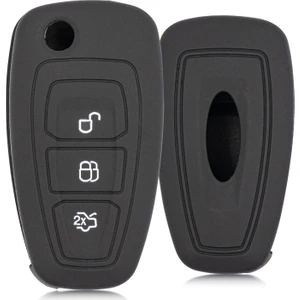 Focus Mondeo 3 Buton Sustalı Silikon Anahtar Kılıfı - Siyah