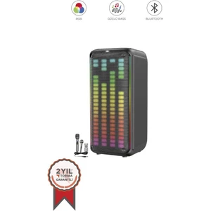 Kts-1911 Siyah Mikrofonlu Kumandalı Rgb Ledli Taşınabilir Bluetooth Hoparlör Parti Speaker