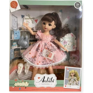 Anbibi Çanta ve Ayakkabı Aksesuarlı Hareketli Bebek Kahverengi Saçlı