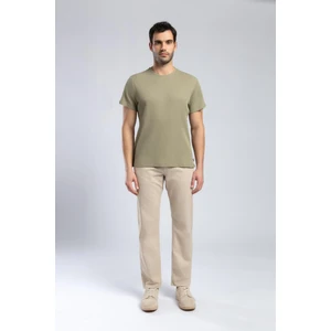 Ricky Yüksek Bel Düz Kesim Düz Paça %100 Pamuk Bej Erkek Pantolon