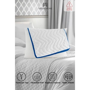 Teksnil Home | Kapitoneli Klimalı Yastık Kılıfı Mavi Biyeli 50X70CM