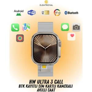 Hw Ultra 3 Call Btk Sim Kartlı Kameralı Yapay Zeka Android Amoled Ekran Akıllı Saat
